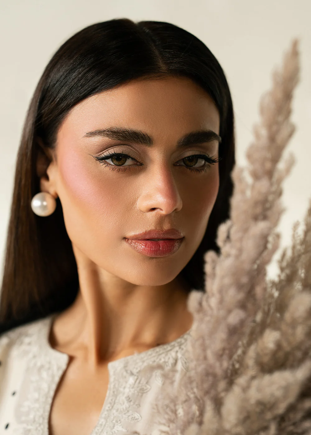 Ivory Lawn Straight Kurta Suit with Embellished Dupatta - Image 5