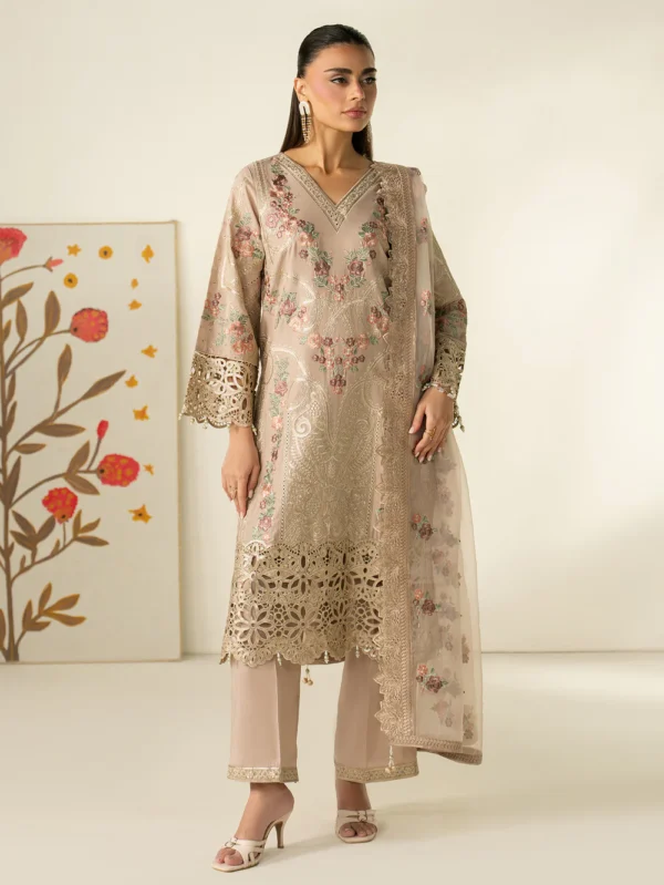 Elegant Beige Lawn Kurta Suit with Dupatta Set