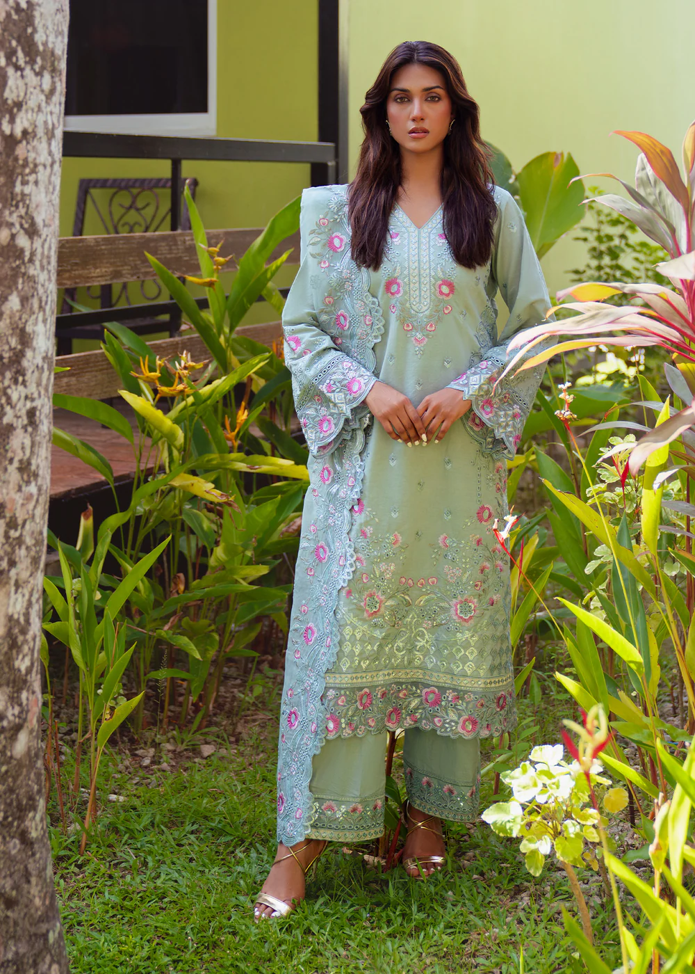 Mint Green Embroidered Lawn Suit Ireland Festive Wear