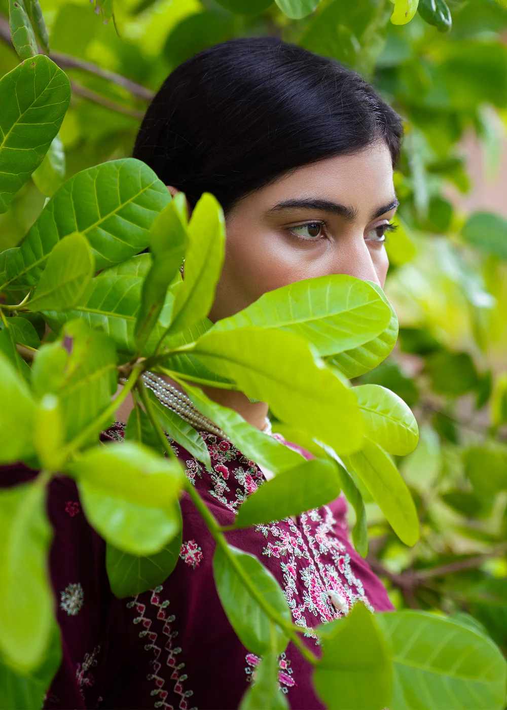 Berry Red Embroidered Lawn Plazo Suit in Ireland - Image 9