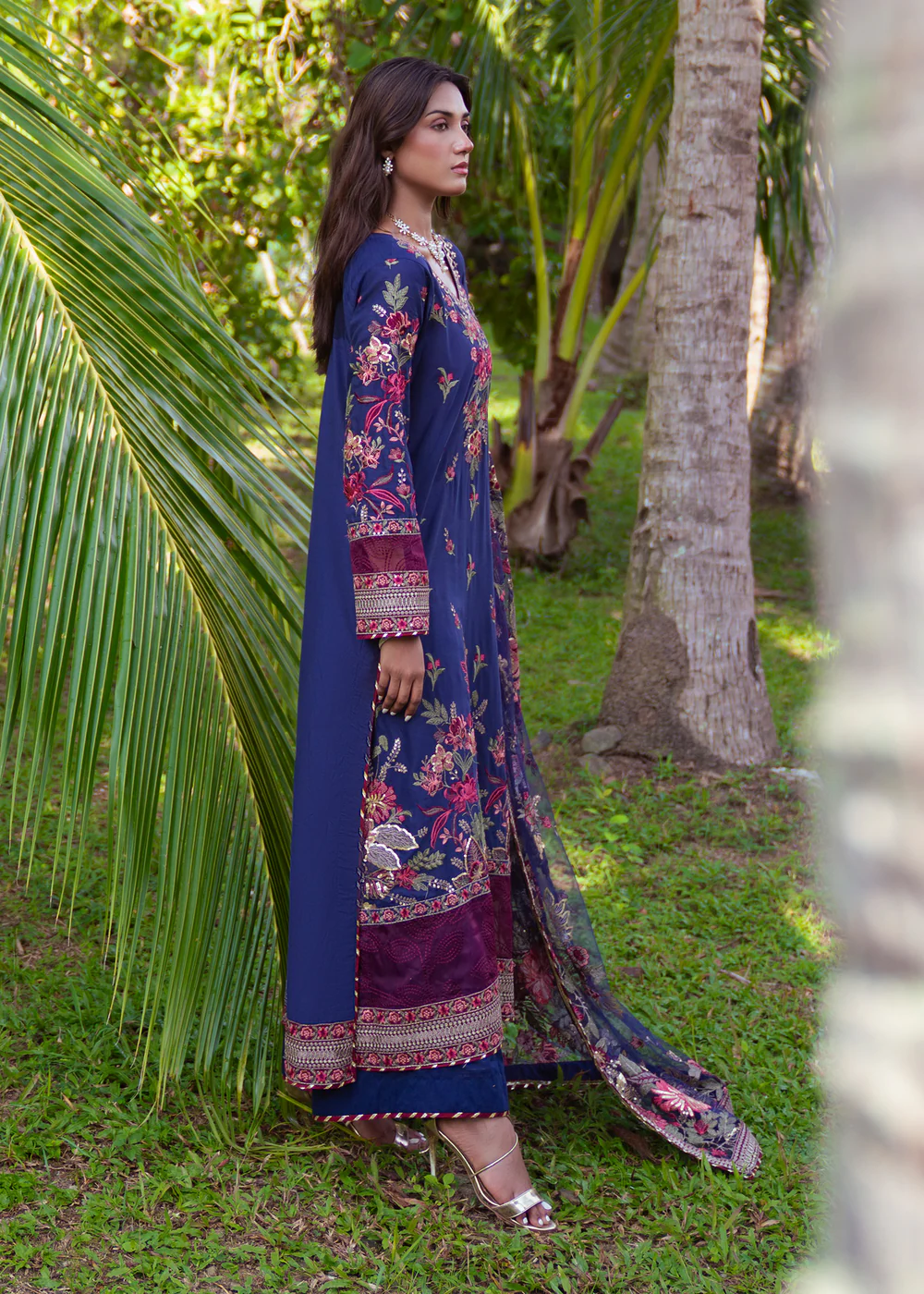 Navy Blue Pakistani Lawn Suit for Women in Ireland - Image 9