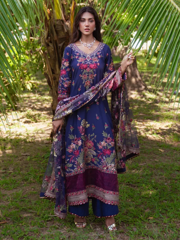 Navy Blue Pakistani Lawn Suit for Women in Ireland