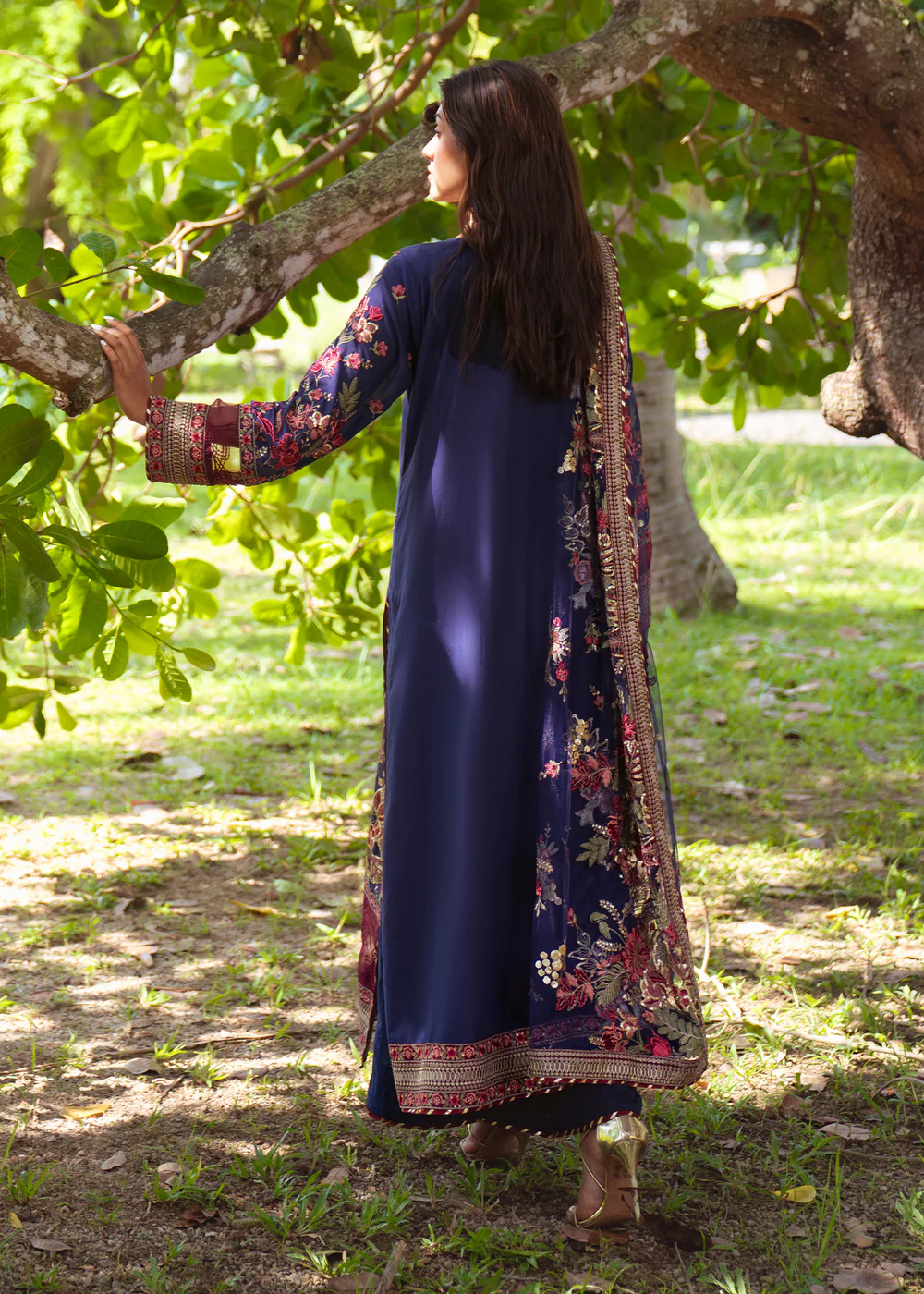Navy Blue Pakistani Lawn Suit for Women in Ireland - Image 8