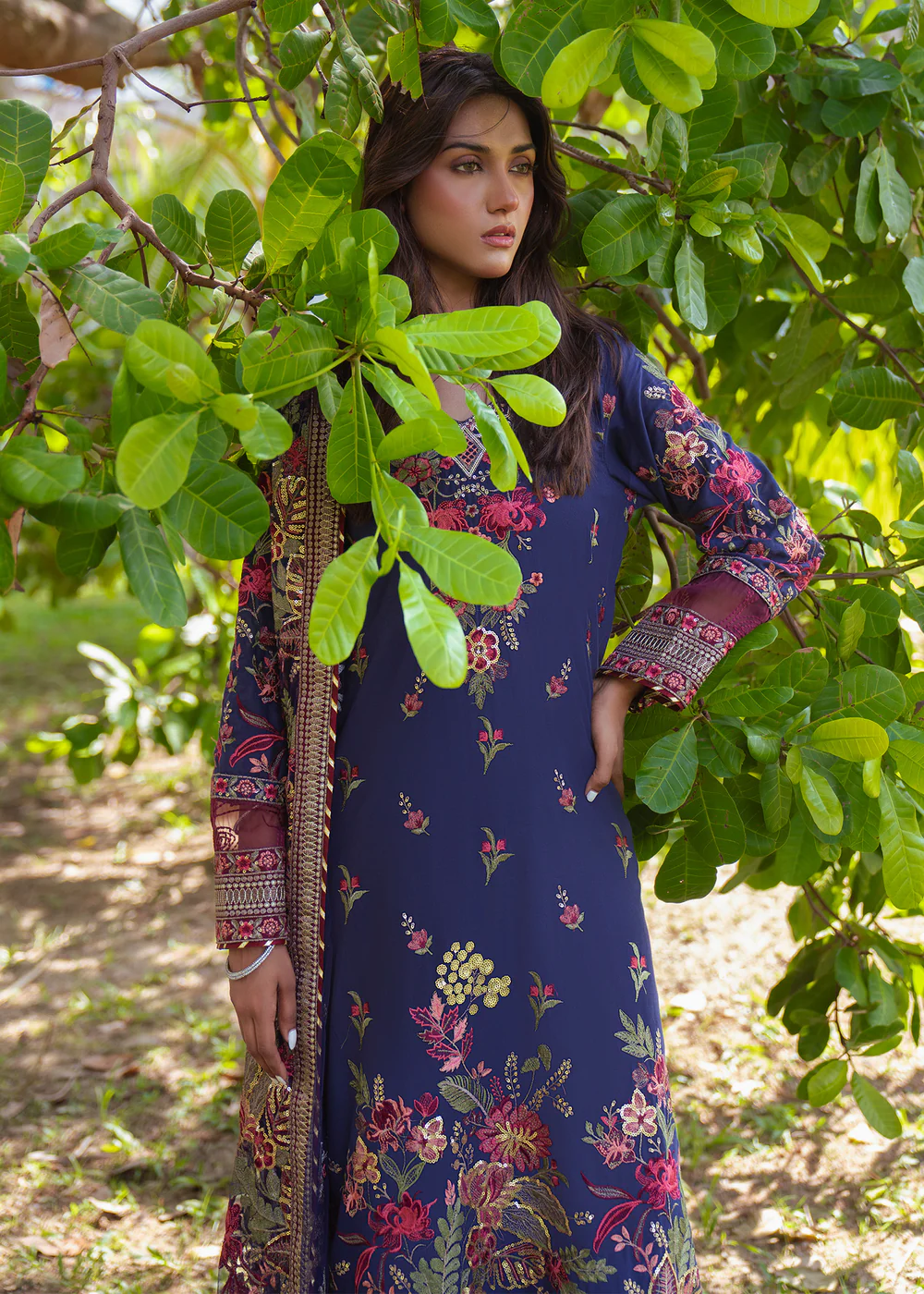 Navy Blue Pakistani Lawn Suit for Women in Ireland - Image 6