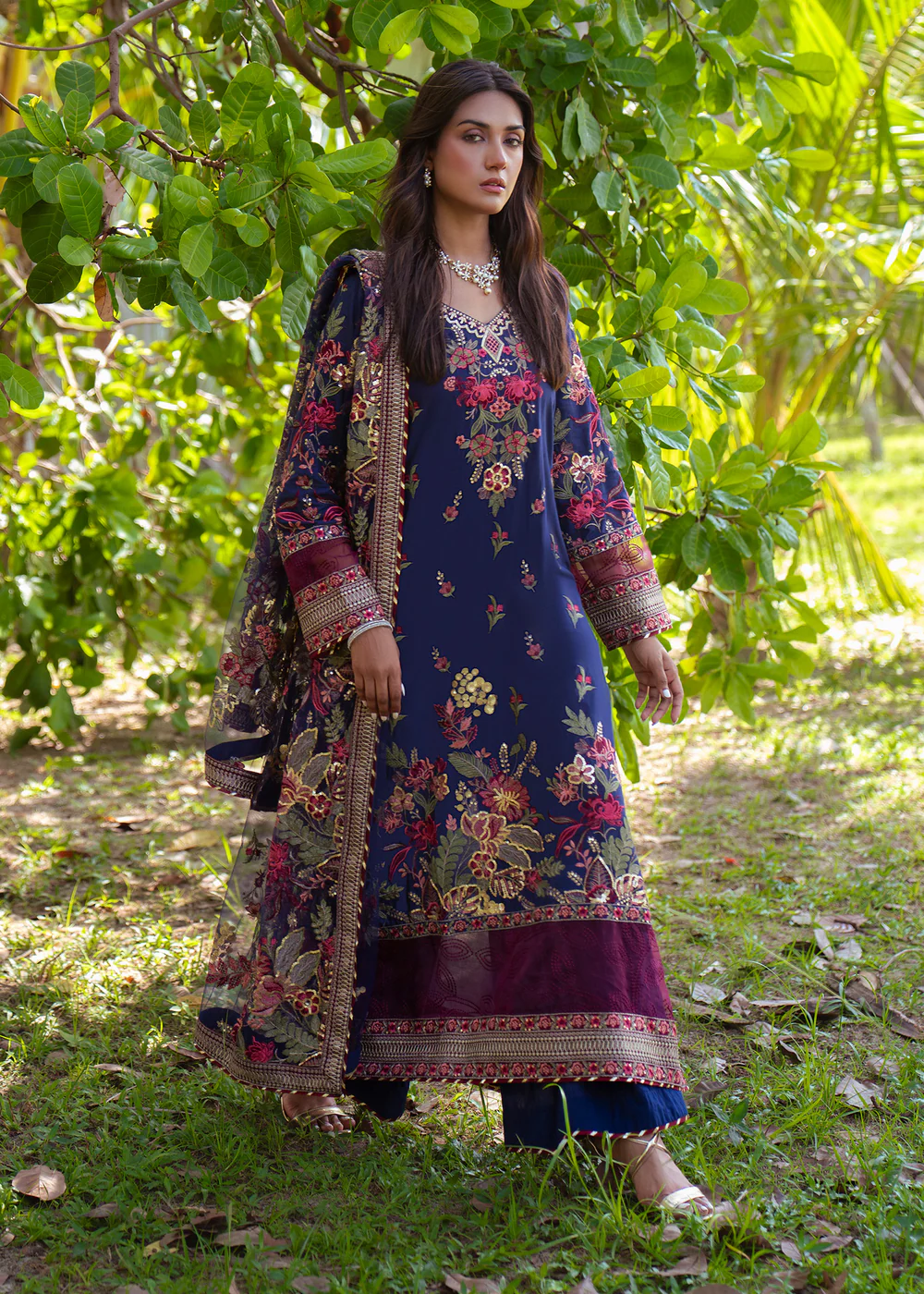 Navy Blue Pakistani Lawn Suit for Women in Ireland - Image 4