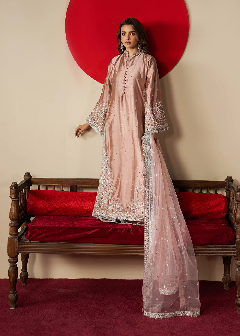 Blush Pink Embroidered Formal Dress Ireland - Image 3