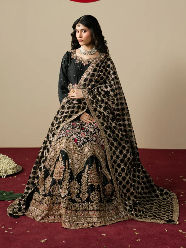 Black Embroidered Flared Maxi Ireland Wedding Wear