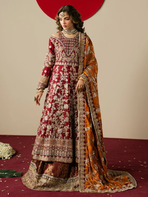 Maroon Embroidered Anarkali Lehenga Ireland Wear