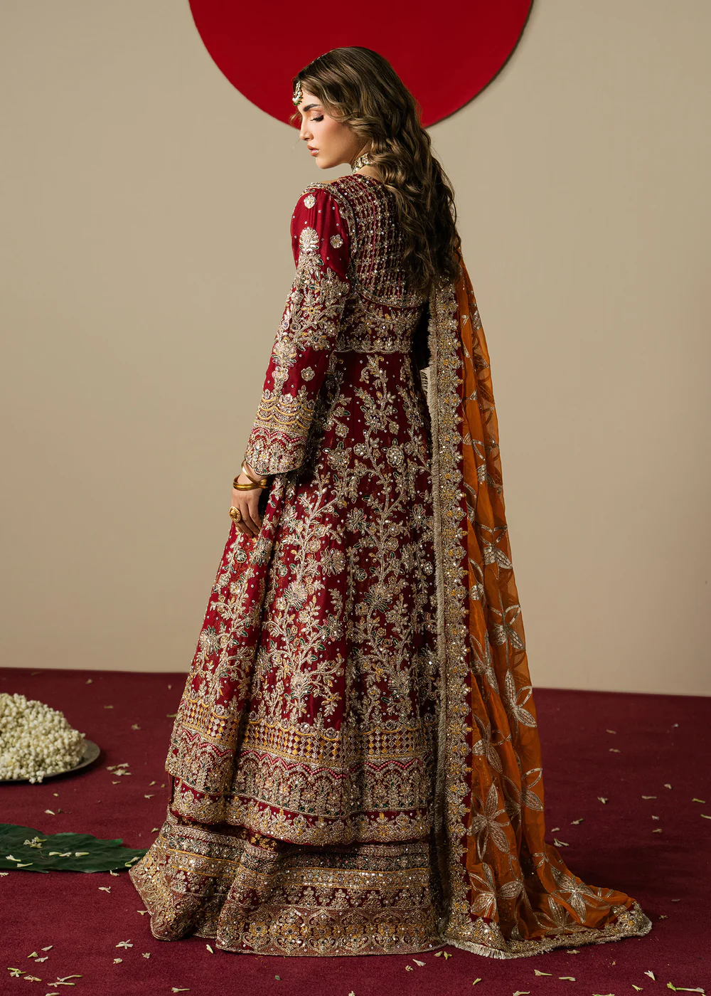 Maroon Embroidered Anarkali Lehenga Ireland Wear - Image 3