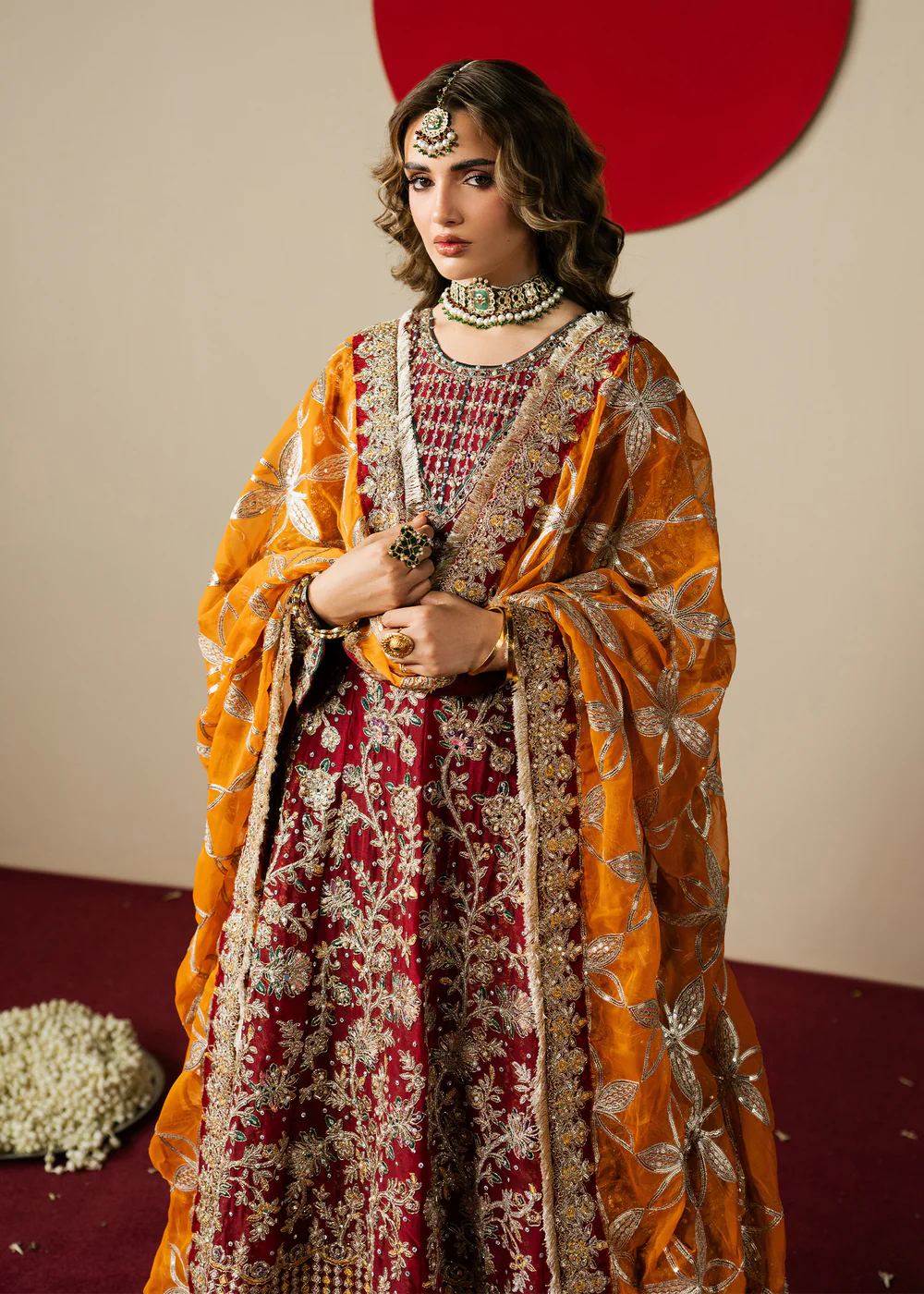 Maroon Embroidered Anarkali Lehenga Ireland Wear - Image 7