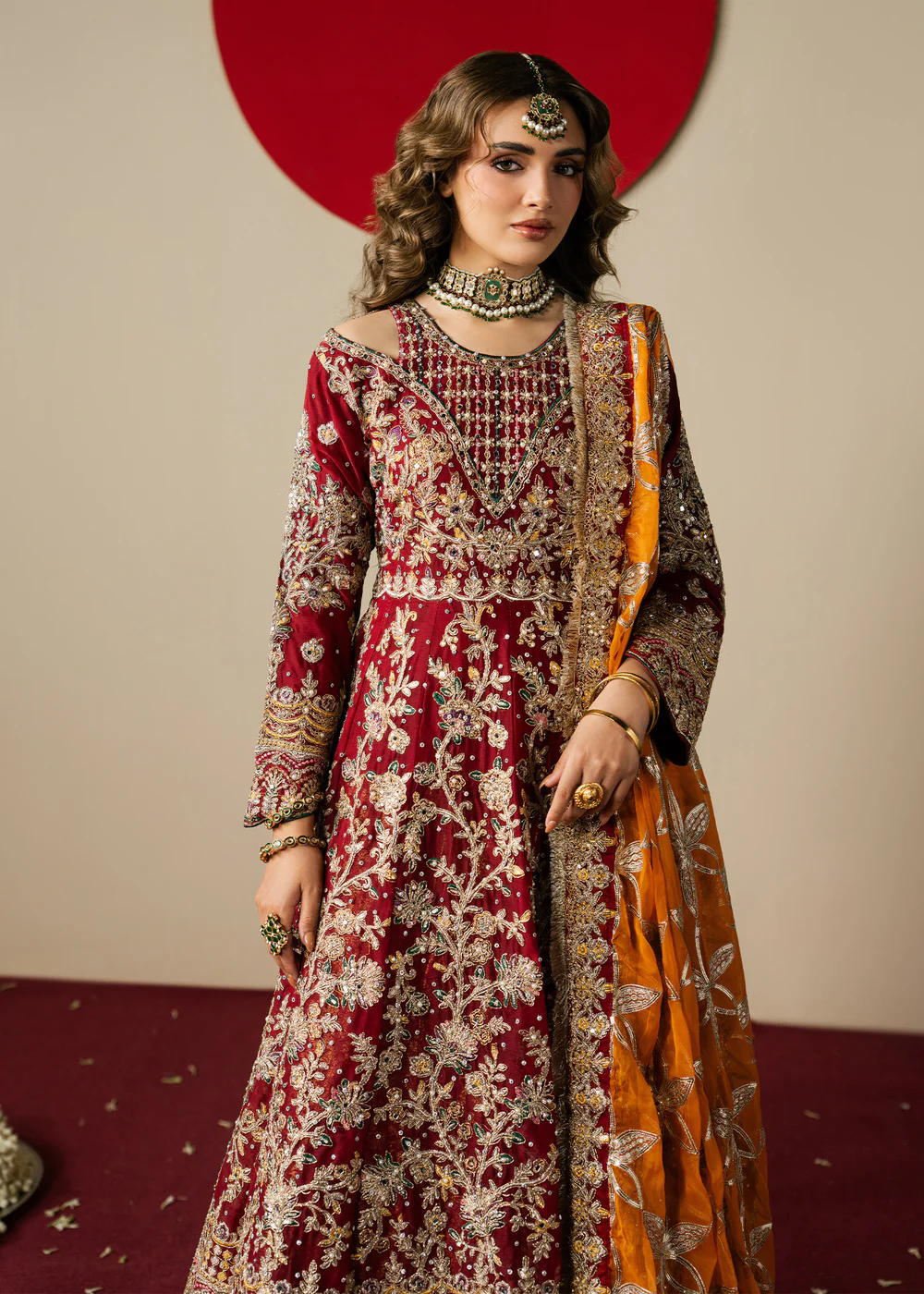 Maroon Embroidered Anarkali Lehenga Ireland Wear - Image 10