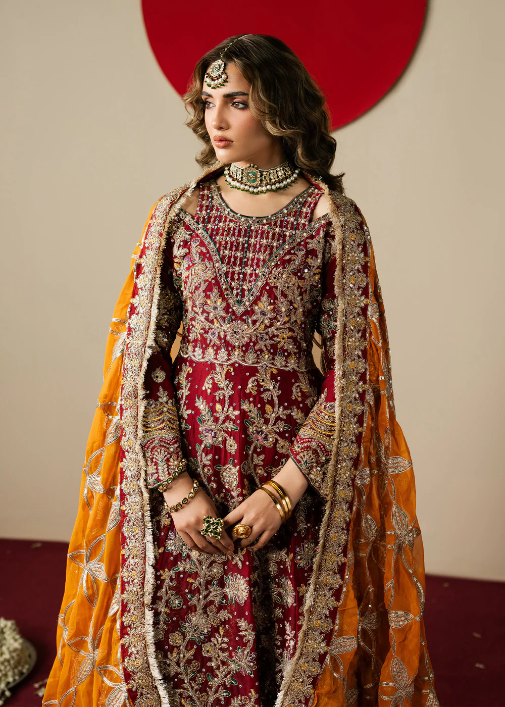 Maroon Embroidered Anarkali Lehenga Ireland Wear - Image 9