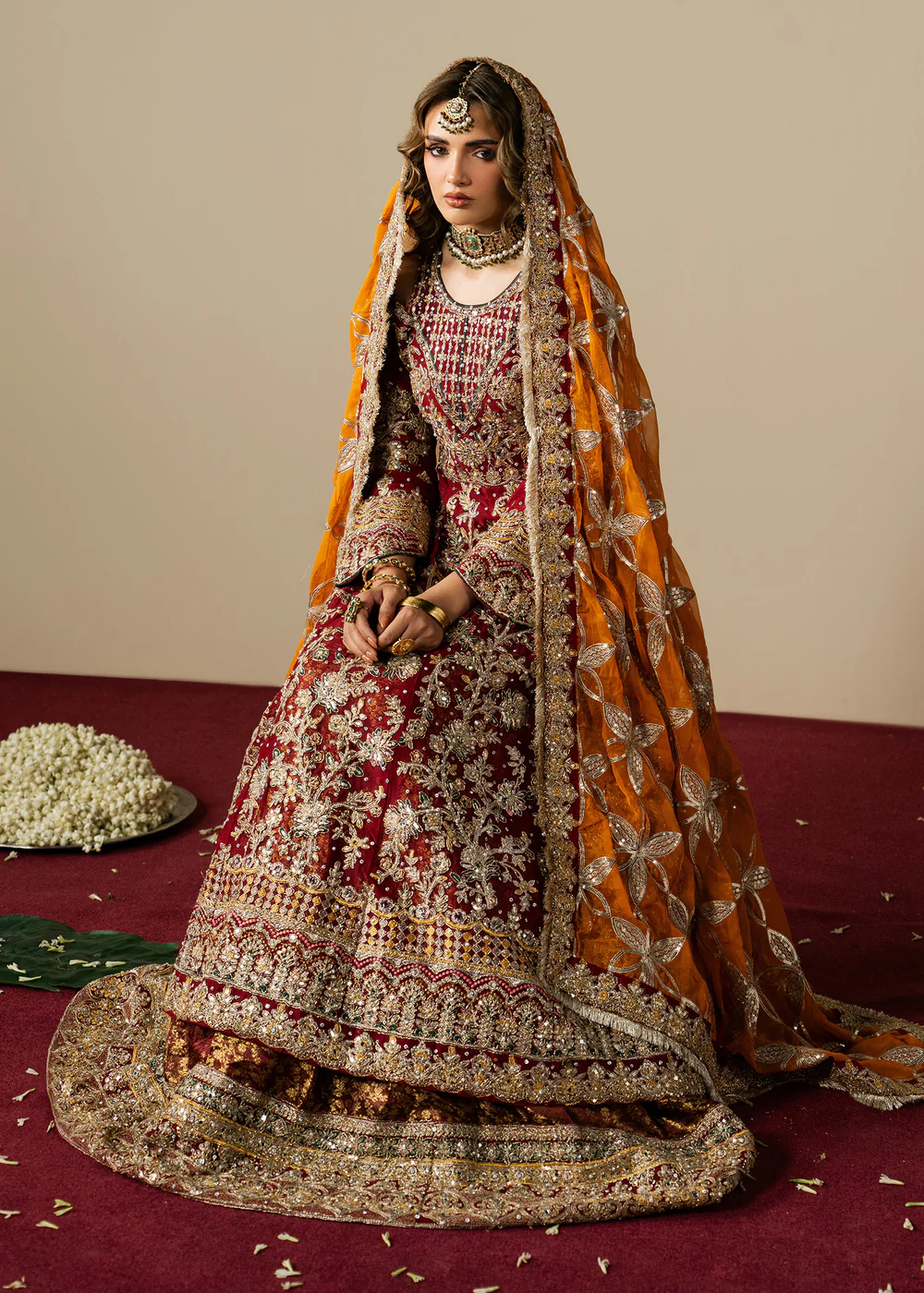 Maroon Embroidered Anarkali Lehenga Ireland Wear - Image 4