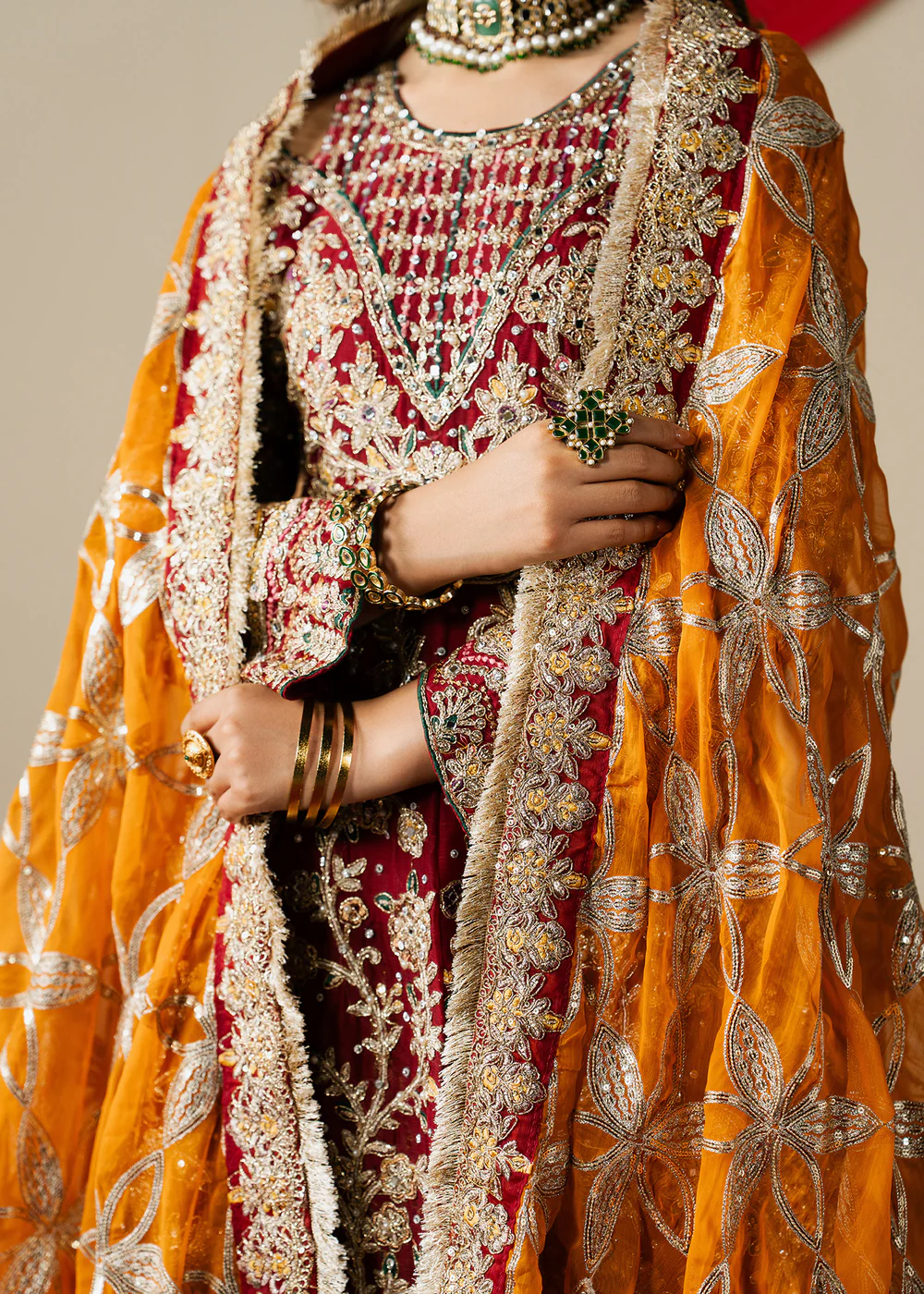 Maroon Embroidered Anarkali Lehenga Ireland Wear - Image 8