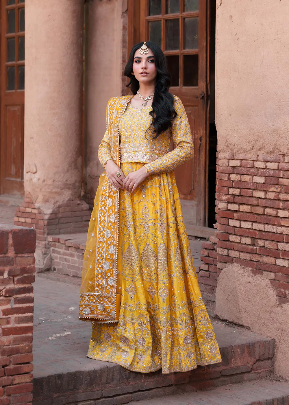 Yellow Chiffon Lehenga Party Wear Dress Ireland - Image 3