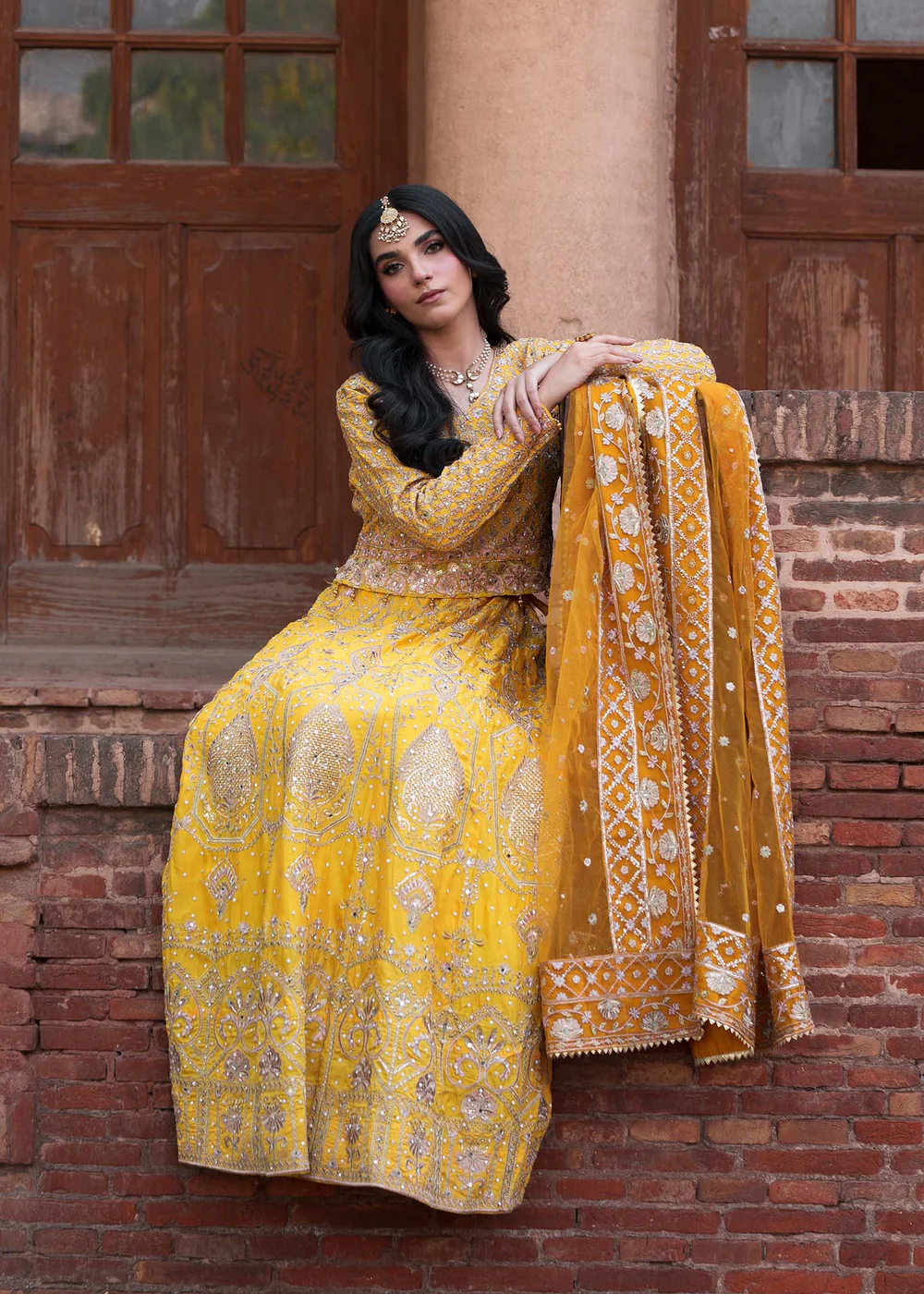 Yellow Chiffon Lehenga Party Wear Dress Ireland - Image 2