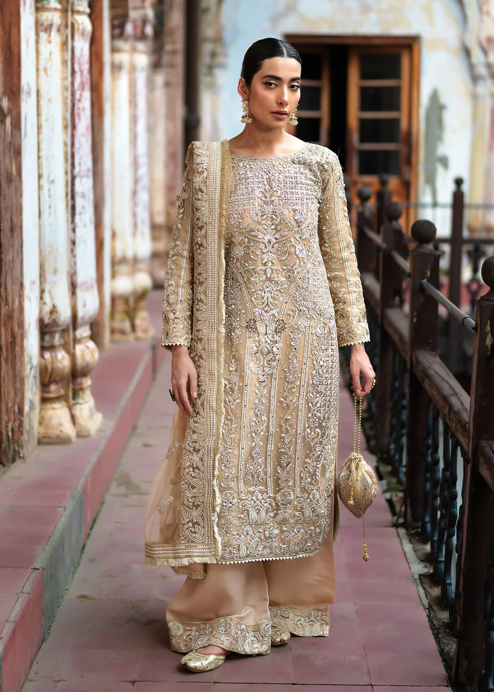Beige Net Pakistani Wedding Suit for Women Ireland - Image 10