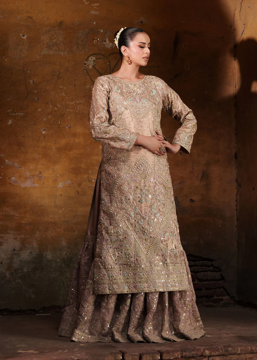 Blush Pink Gharara Party Wear Dress in Ireland - Image 2