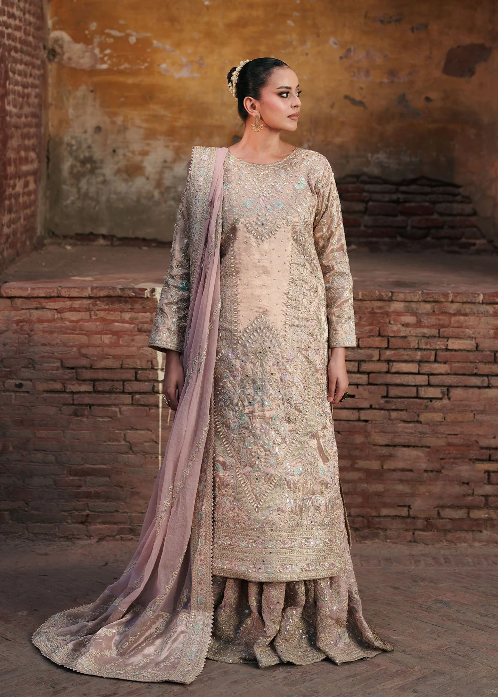 Blush Pink Gharara Party Wear Dress in Ireland - Image 9