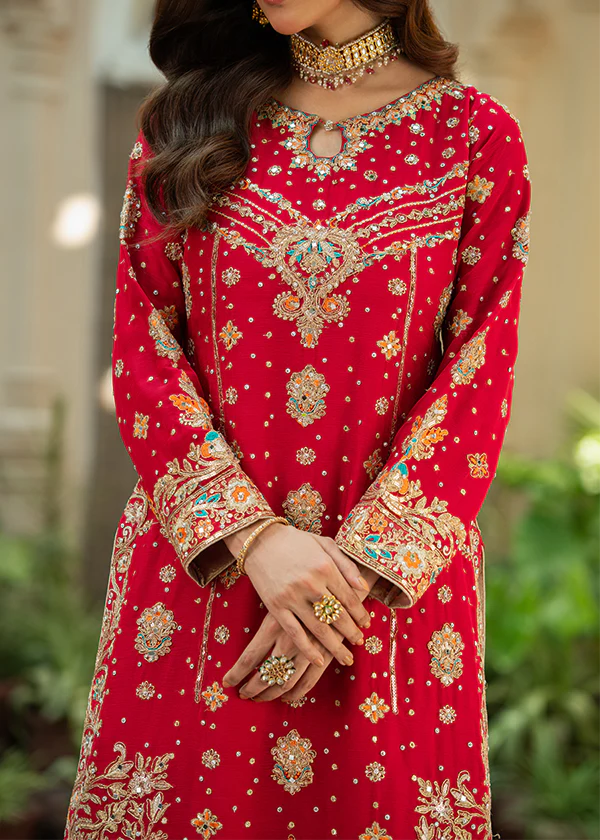 Red Chiffon Embroidered Wedding Suit Ireland Women - Image 5