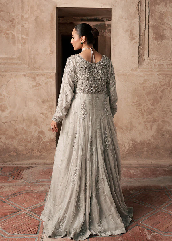 Grey Silk Maxi Party Wear Dress for Women Ireland - Image 2
