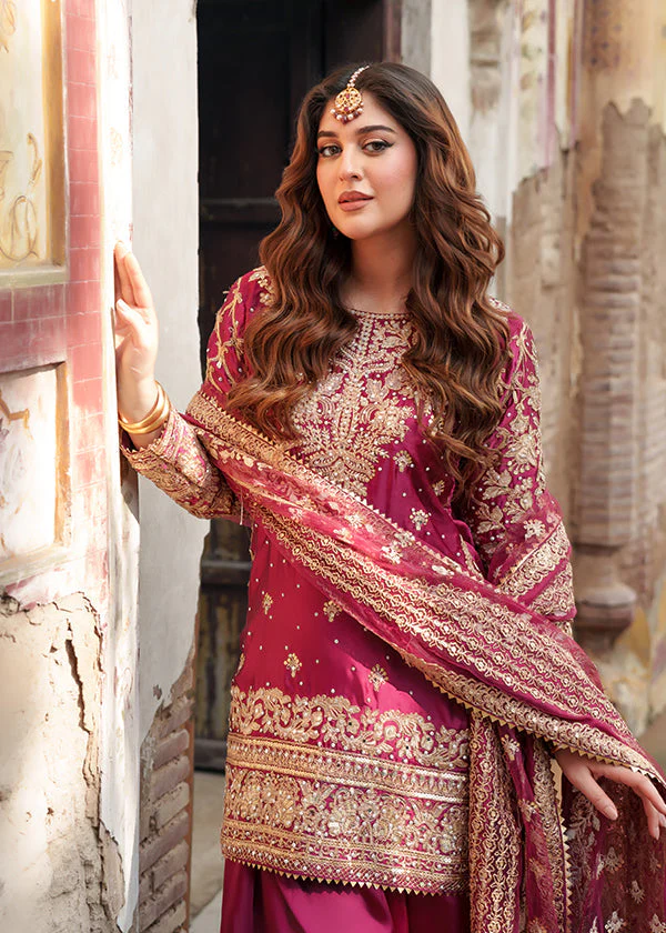 Magenta Embroidered Wedding Suit for Women Ireland - Image 13