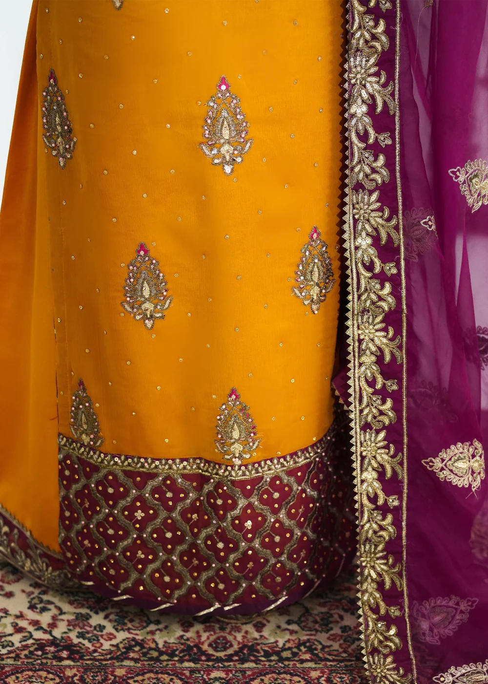 Mustard Mehndi Wedding Dress for Women in Ireland UK - Image 10