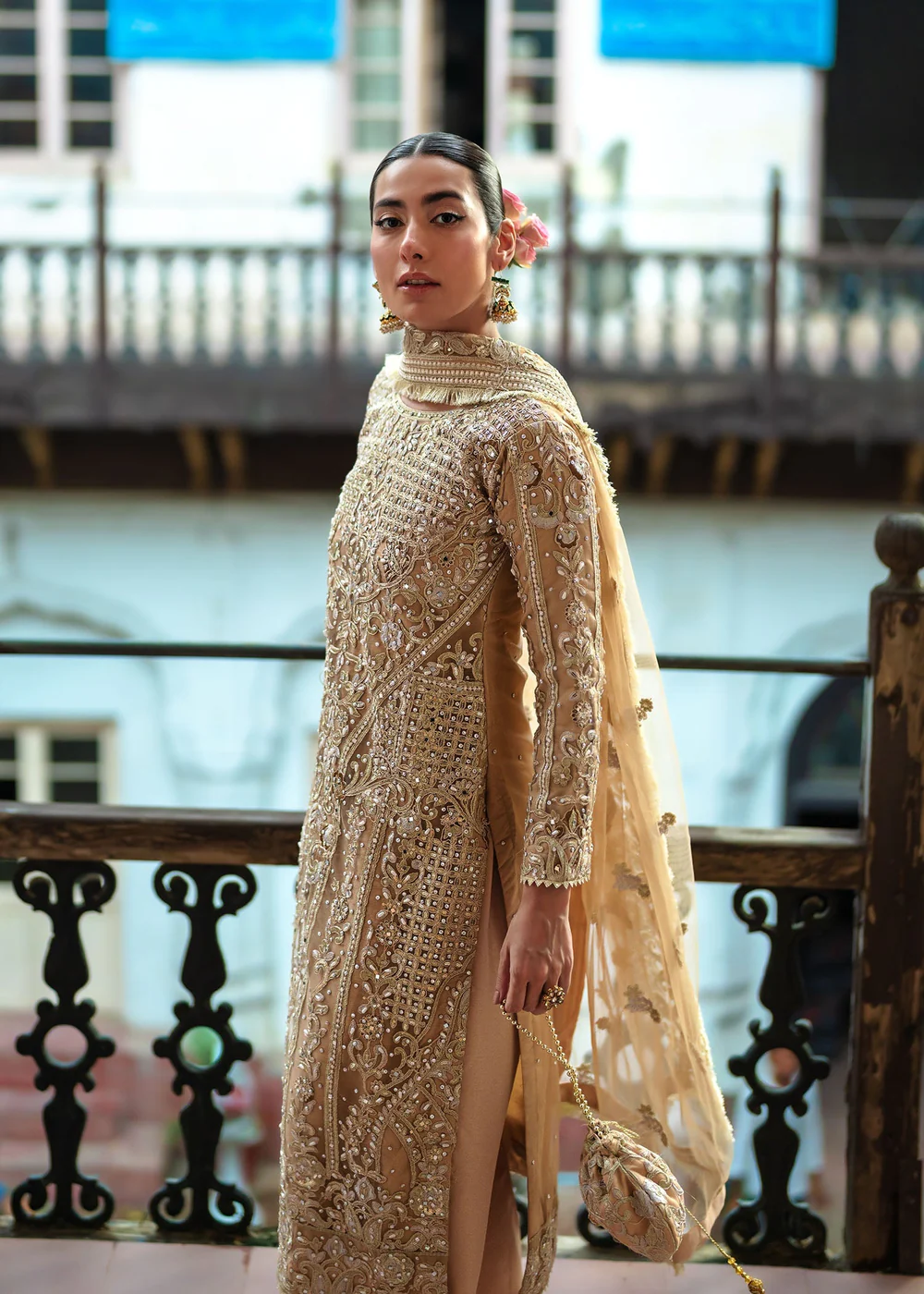 Beige Net Pakistani Wedding Suit for Women Ireland - Image 6