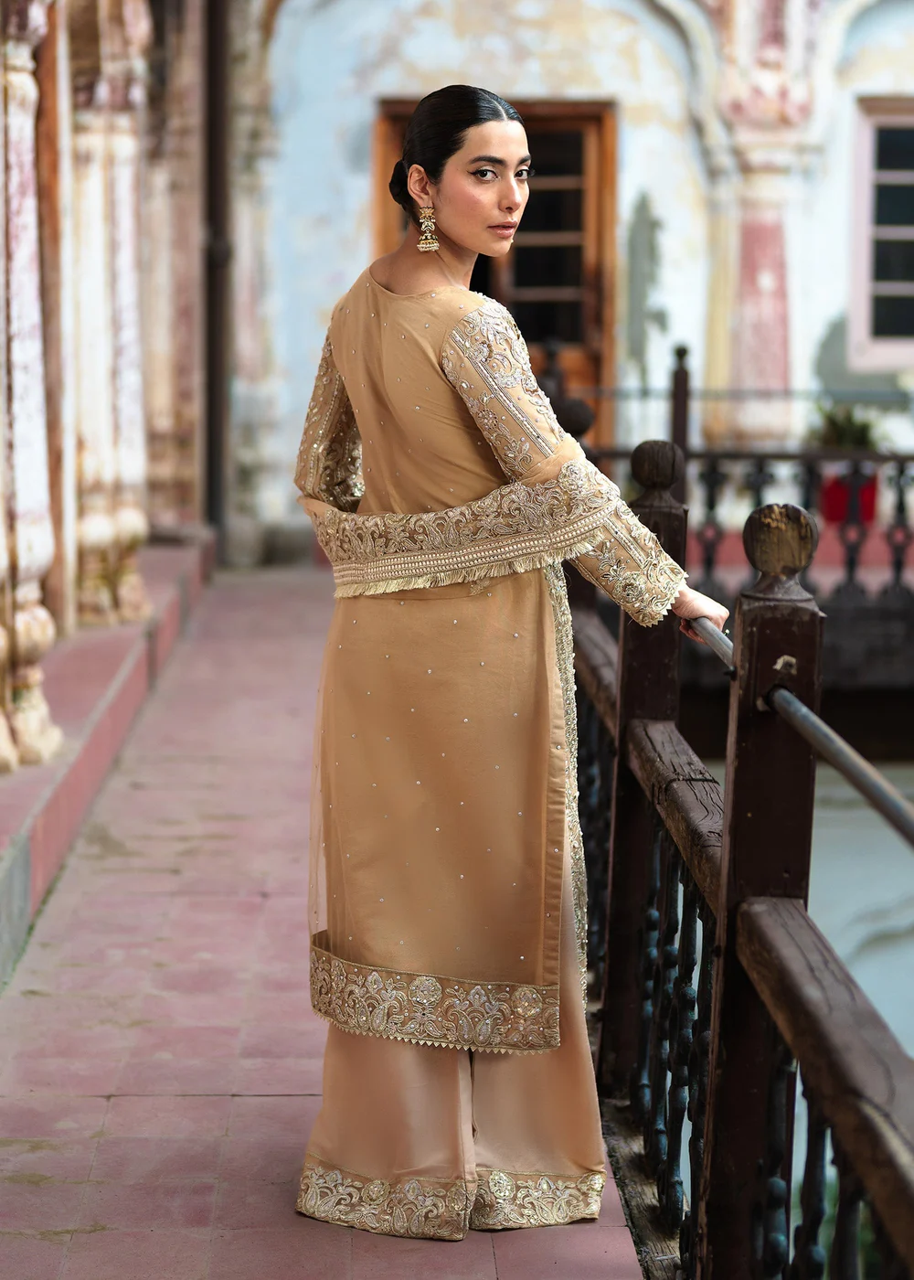 Beige Net Pakistani Wedding Suit for Women Ireland - Image 8