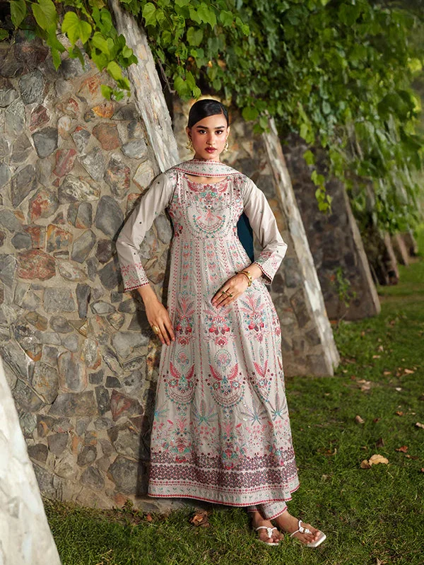 Ivory Embroidered Lawn Maxi Suit for Women Ireland