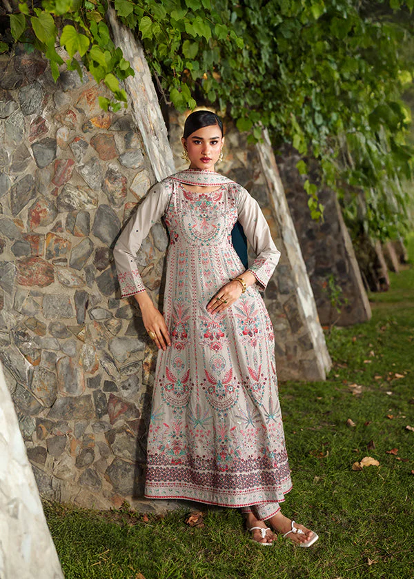 Ivory Embroidered Lawn Maxi Suit for Women Ireland