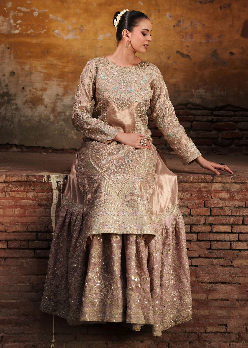 Blush Pink Gharara Party Wear Dress in Ireland - Image 7