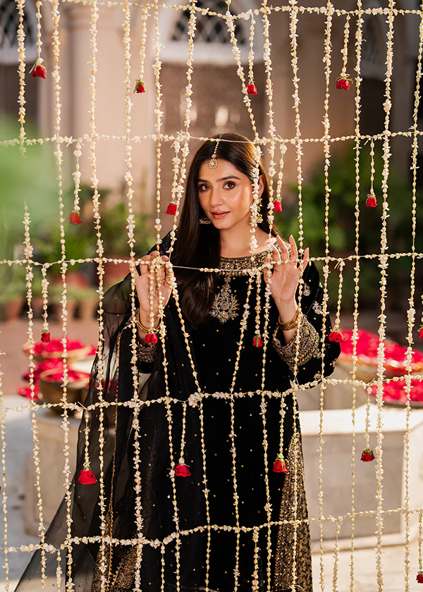 Black Velvet Lehenga Dress Ireland Wedding Party Outfit - Image 5