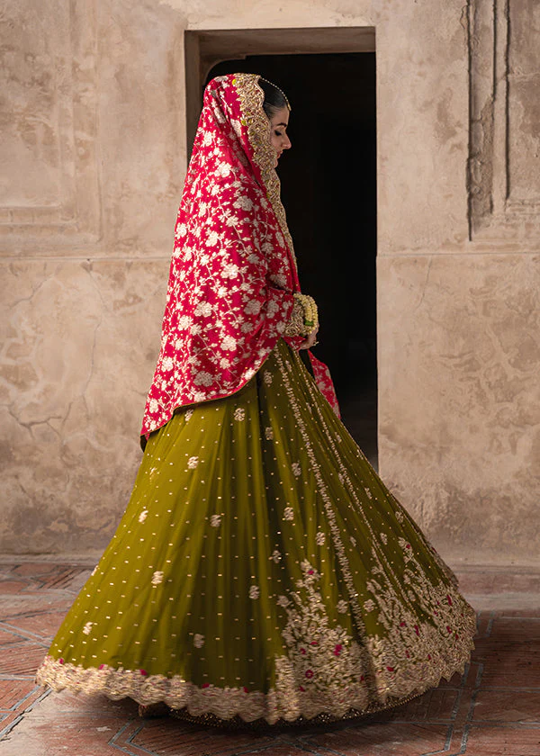 Olive Green Silk Party Wear Maxi Suit Ireland - Image 7