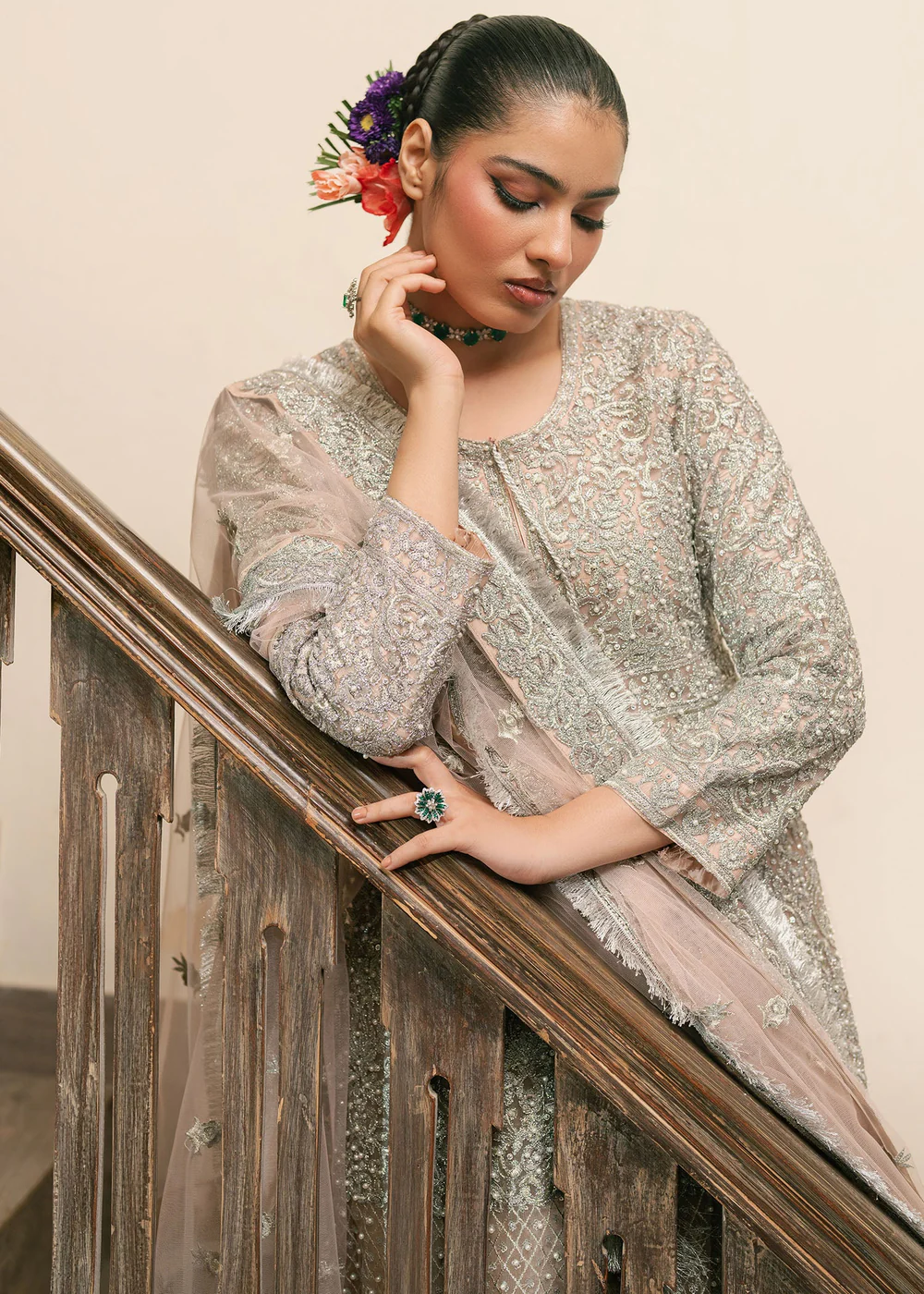 Baby Pink Silk Gharara Dress Ireland Wedding Wear - Image 7