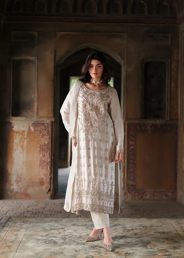 Off White Chiffon Party Wear Suit for Women Ireland - Image 5