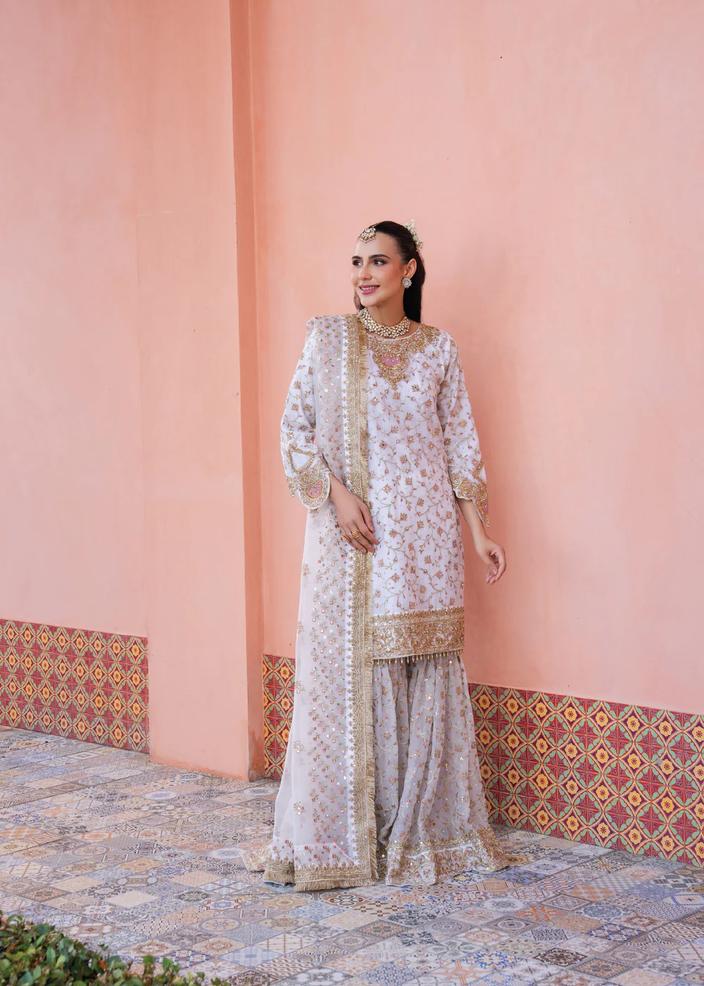 White Gharara Wedding Dress Ireland Formal Party Wear