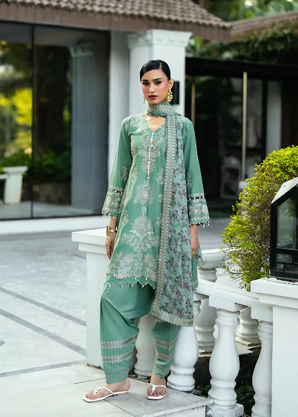 Pastel Green Embroidered Lawn Suit for Women Ireland - Image 2