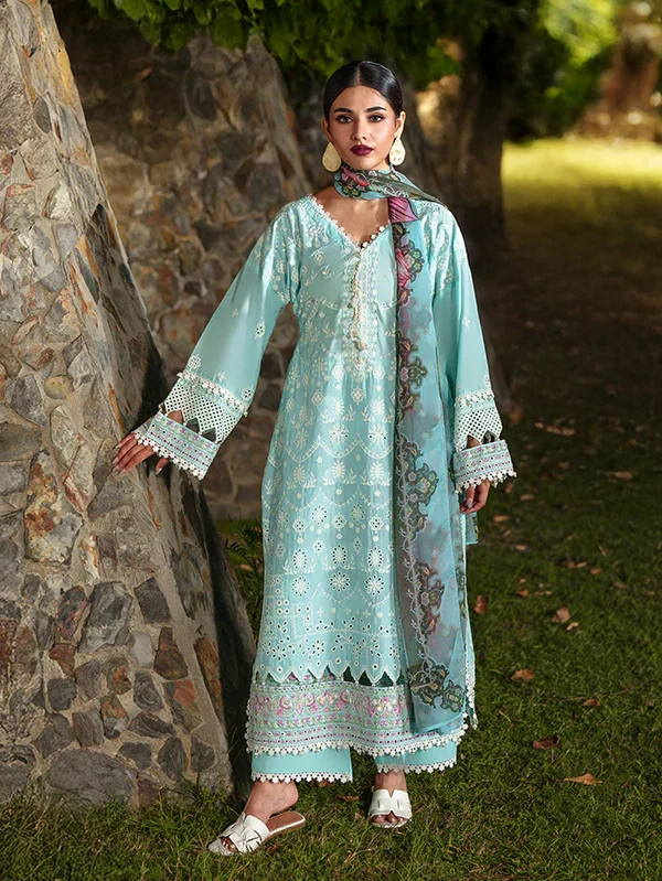 Light Blue Lawn Embroidered Suit in Ireland for Women