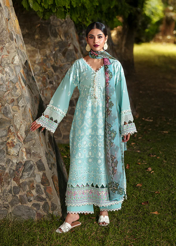 Light Blue Lawn Embroidered Suit in Ireland for Women