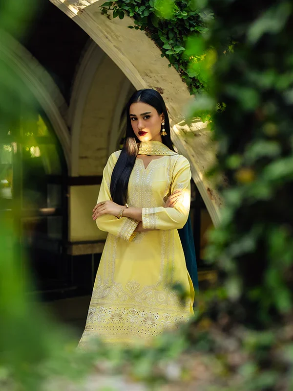 Lemon Embroidered Lawn Suit with Dupatta Ireland