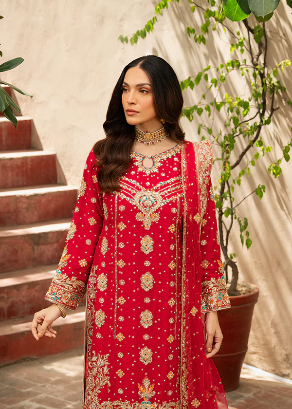 Red Chiffon Embroidered Wedding Suit Ireland Women - Image 2