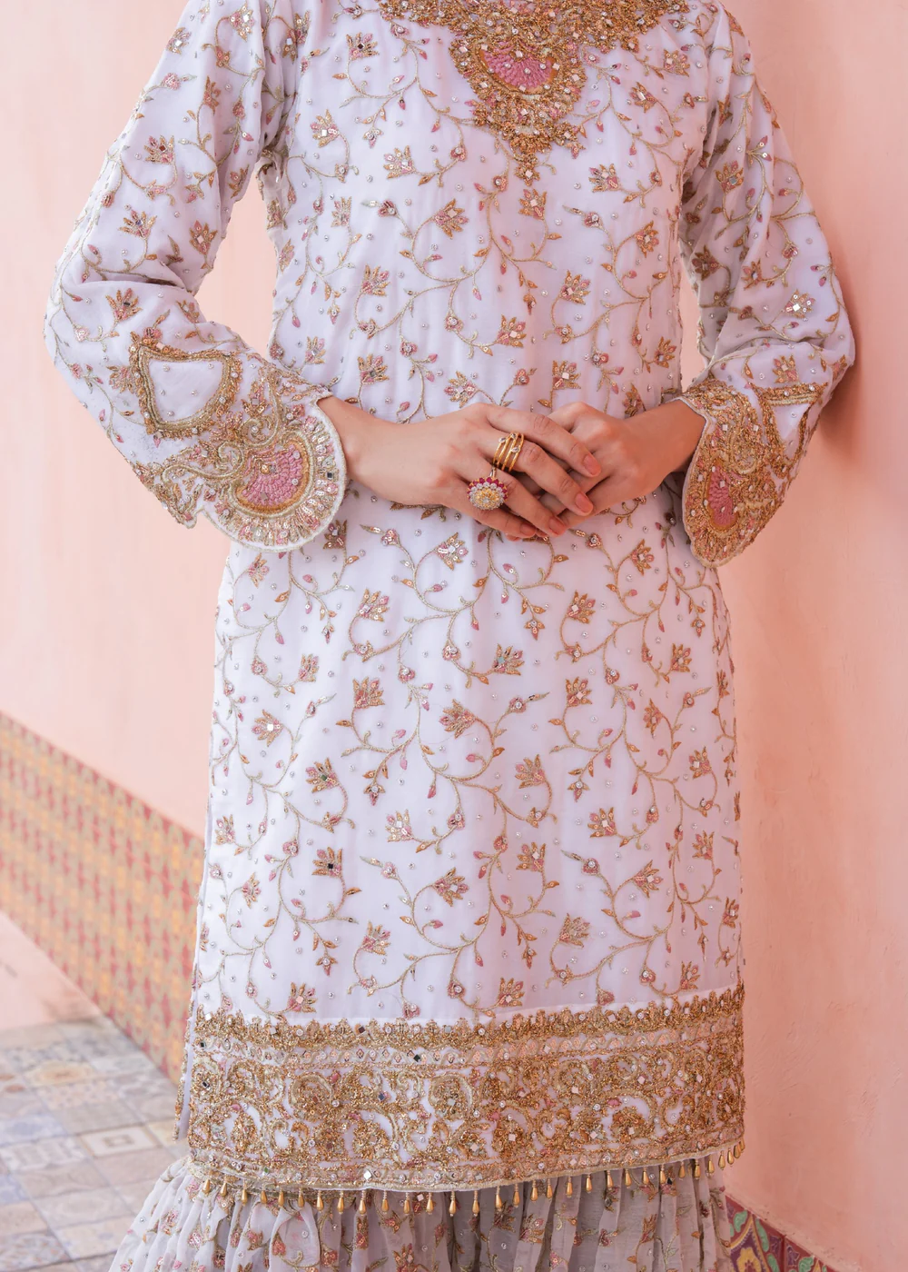 White Gharara Wedding Dress Ireland Formal Party Wear - Image 4