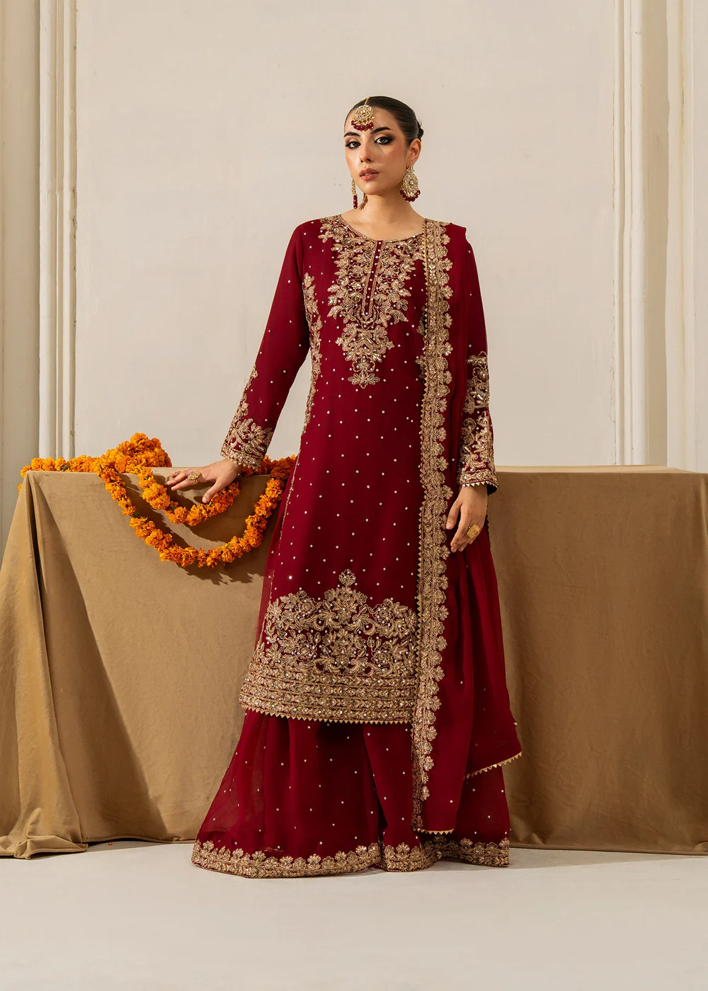 Maroon Sharara Party Wear Dress for Women Ireland - Image 8