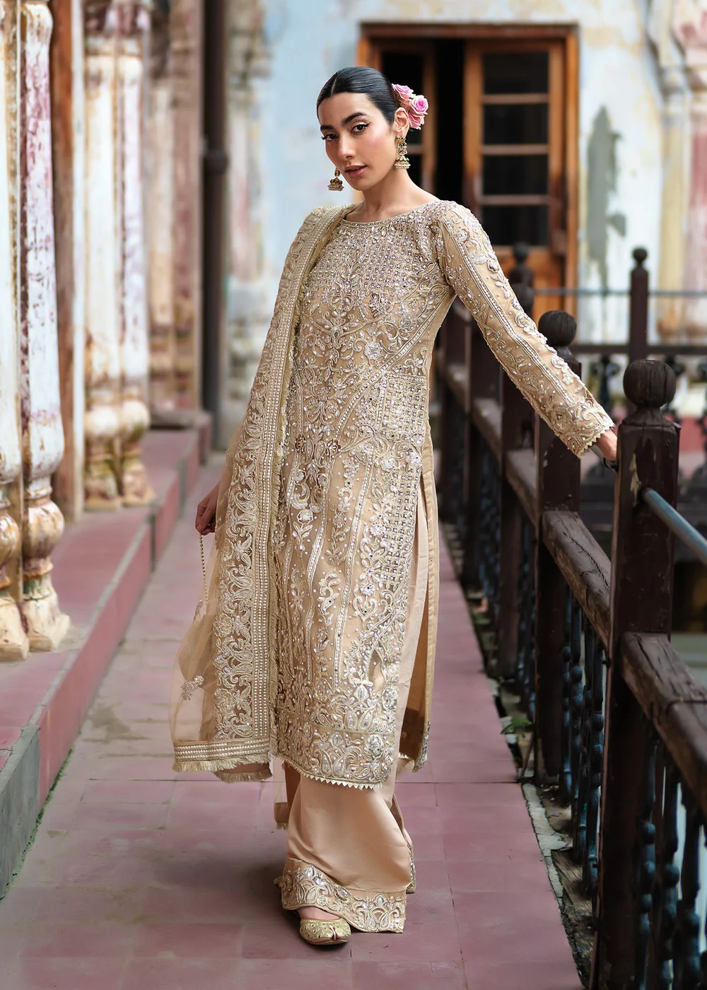 Beige Net Pakistani Wedding Suit for Women Ireland - Image 11