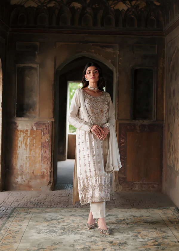 Off White Chiffon Party Wear Suit for Women Ireland - Image 14