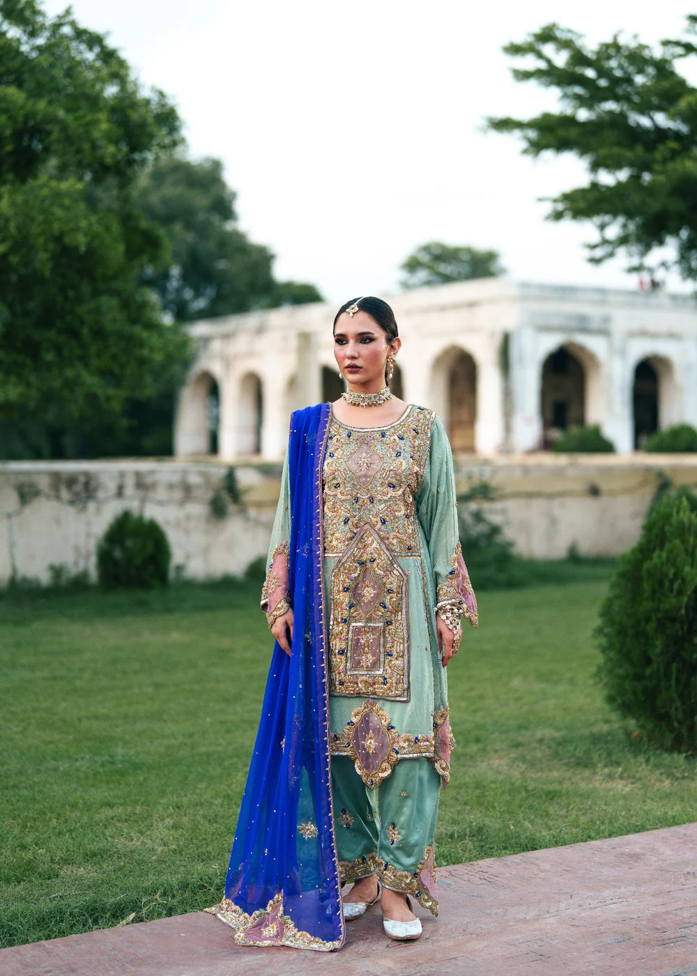 Pastel Green Pakistani Wedding Dress for Women Ireland - Image 3