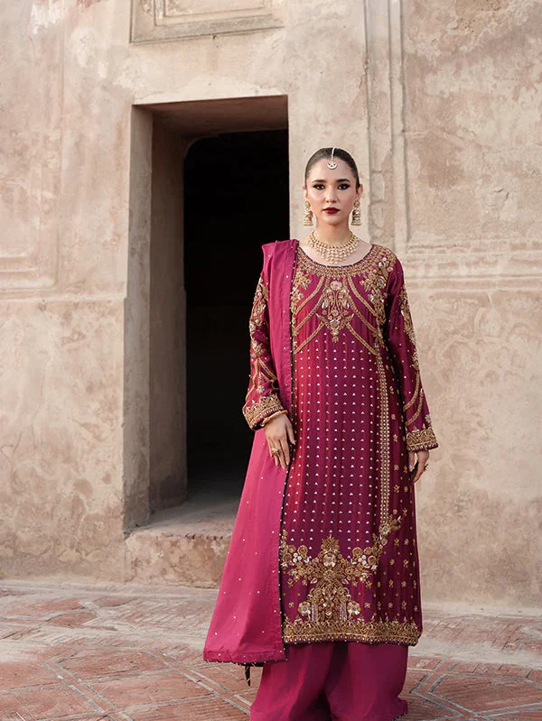 Deep Carmine Silk Party Wear Suit for Women Ireland