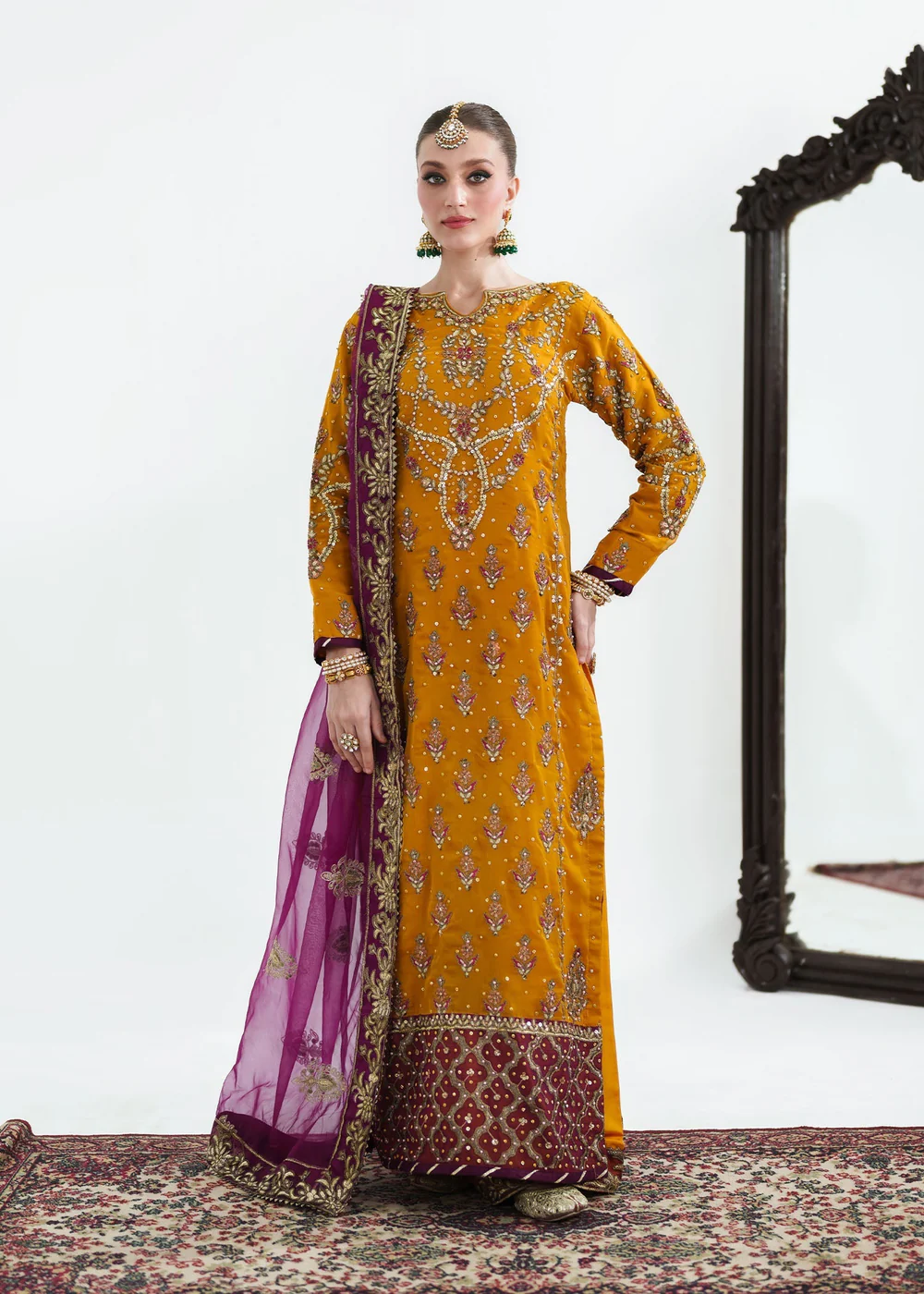 Mustard Mehndi Wedding Dress for Women in Ireland UK - Image 9