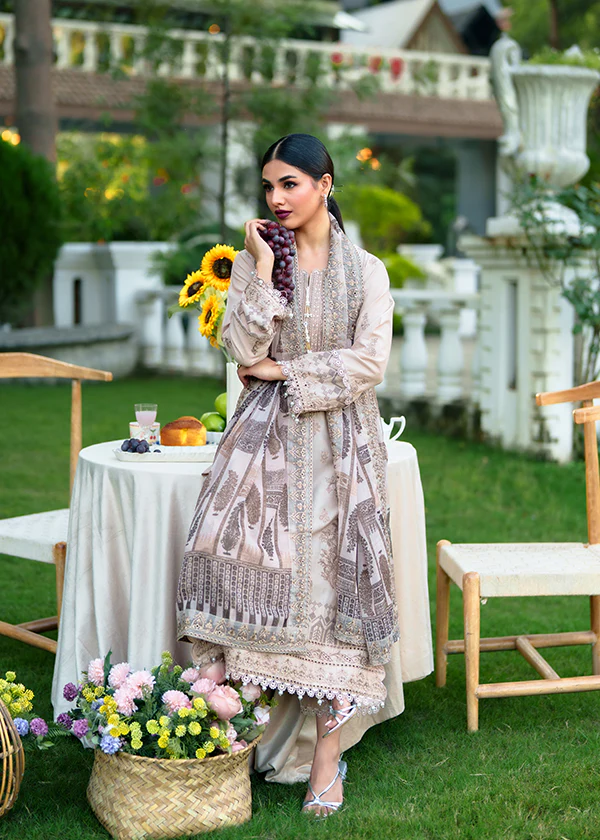 Beige Embroidered Lawn Suit for Women Ireland - Image 9